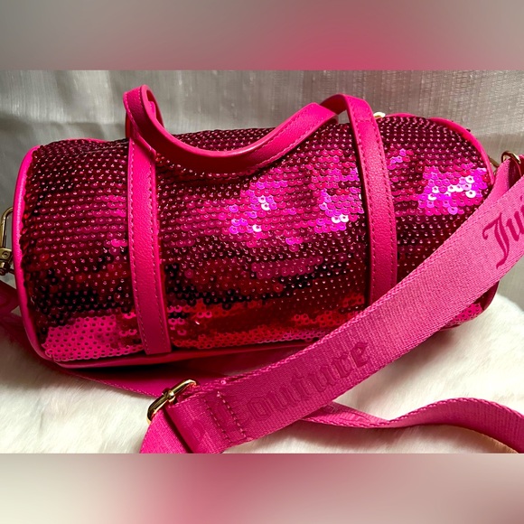 NEW Juicy Couture Pink Sequin Mini Barrel Bag - Picture 2 of 7